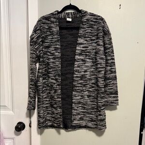 Vero Moda Black, White and Gray Oversized Cardigan Blazer Duster - small